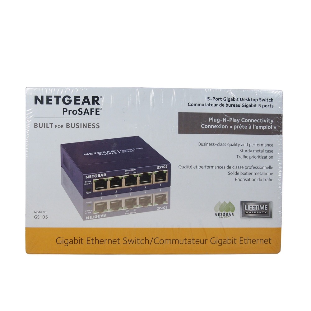 NETGEAR ProSafe GS105 5 Port Gigabit Desktop Switch Brand‎ New Sealed